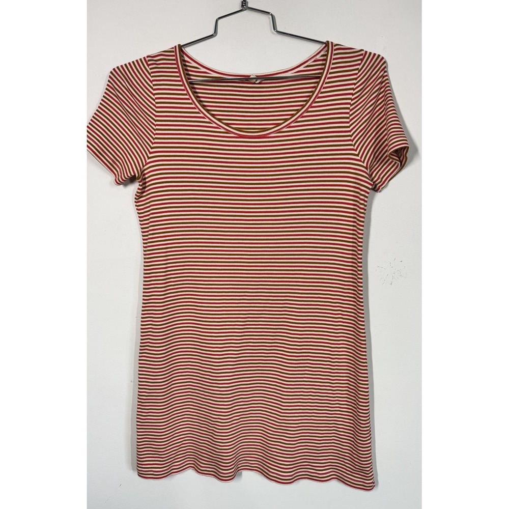 Madewell Womens Cotton Mini Ribbed Stripped T Shirt Dress A‎ Line Size S Comfort